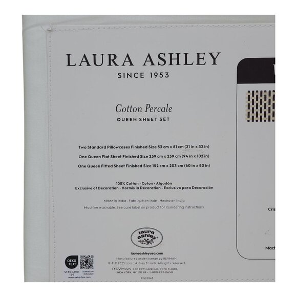 Laura Ashley Queen Sheet Set Cotton Percale Pink Heart Embroidered Easy Care - Picture 4 of 7